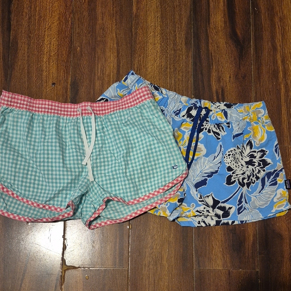 Patagonia Athletic Shorts Green and Blue Lightweight Design